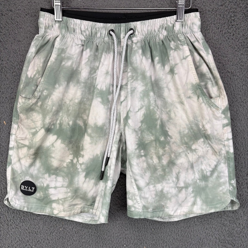 BYLT Premium Basics Active Short Mens Medium Sage Green‎ Tie Dye Athletic Gym